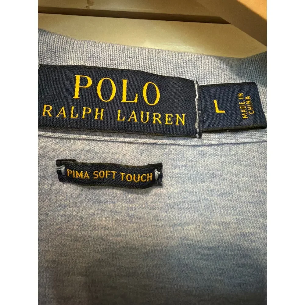 Polo Ralph Lauren Blue Polo Shirt Men's Size Large Pima Cotton Soft Golf Preppy